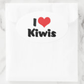 I Love Heart Kiwis - Kiwi Bird Lover Ovale Sticker (Tas)