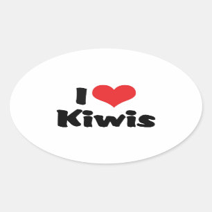 I Love Heart Kiwis - Kiwi Bird Lover Ovale Sticker