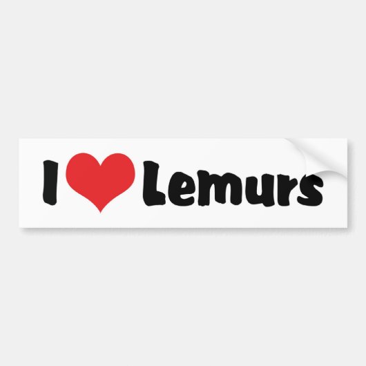 I Love Heart Lemurs Bumpersticker (Voorkant)