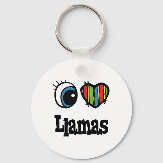 I Love (Heart) Llamas Sleutelhanger (Voorkant)