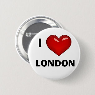 I LOVE (HEART) LONDON bewerkbaar Ronde Button 5,7 Cm