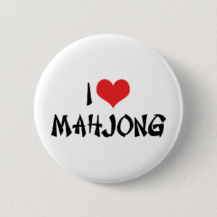 I Love Heart Mahjong - Mah Jong Liefhebber Ronde Button 5,7 Cm