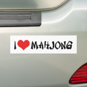 I Love Heart Mahjong - Mah Jong Lover Bumpersticker (Op auto)
