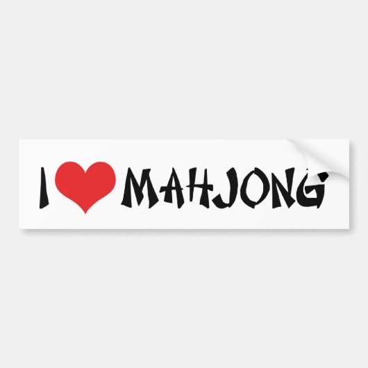 I Love Heart Mahjong - Mah Jong Lover Bumpersticker (Voorkant)