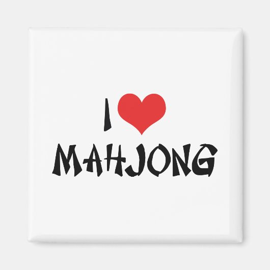I Love Heart Mahjong - Mah Jong Lover Magneet (Voorkant)