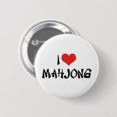 I Love Heart Mahjong - Mah Jong Lover Ronde Button 5,7 Cm (Voorkant /achterkant)