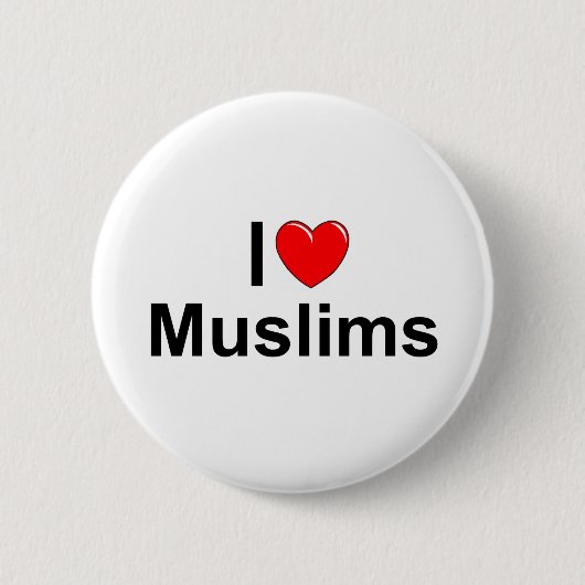 I Love (Heart) Muslims Ronde Button 5,7 Cm (Voorkant)