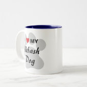 I Love (Heart) My Akbash Dog Tweekleurige Koffiemok (Voorkant links)