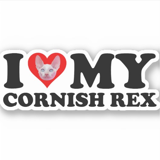 I Love (Heart) My Cornish Rex Sticker (Voorkant)