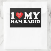 I Love (Heart) My Ham Radio Rechthoekige Sticker (Tas)