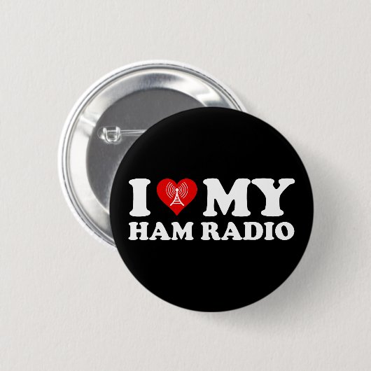 I Love (Heart) My Ham Radio Ronde Button 5,7 Cm (Voorkant /achterkant)