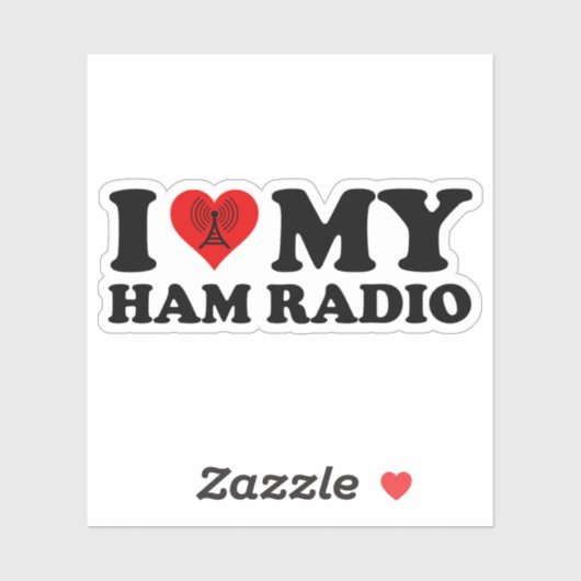 I Love (Heart) My Ham Radio Sticker (Vel)