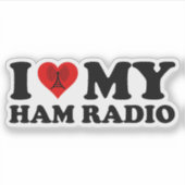 I Love (Heart) My Ham Radio Sticker (Voorkant)