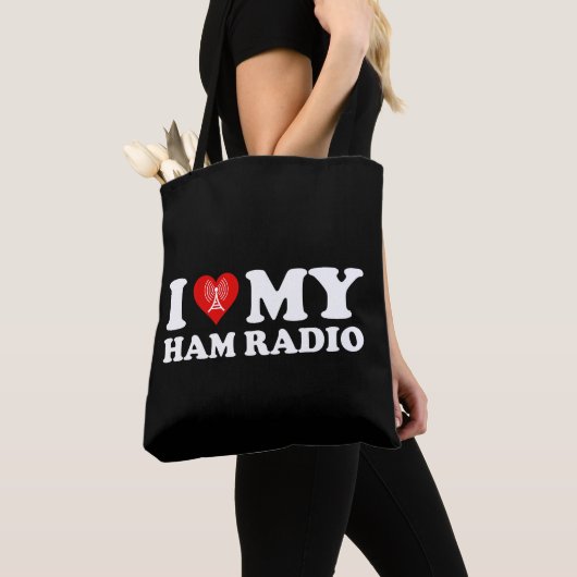 I Love (Heart) My Ham Radio Tote Bag (Dichtbij)