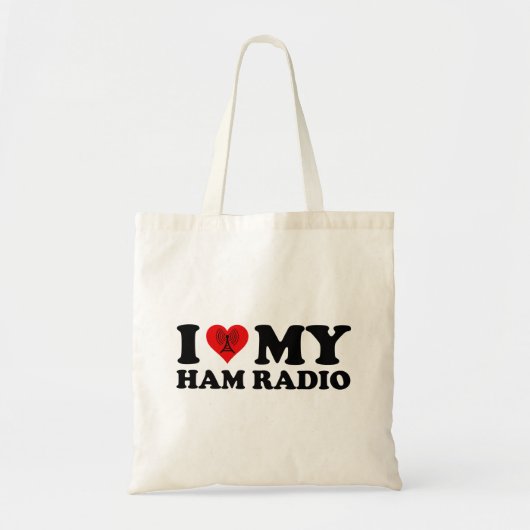 I Love (Heart) My Ham Radio Tote Bag (Voorkant)