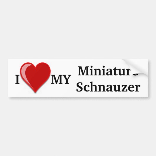 I Love (Heart) My Miniature Schnauzer Dog Bumpersticker (Voorkant)