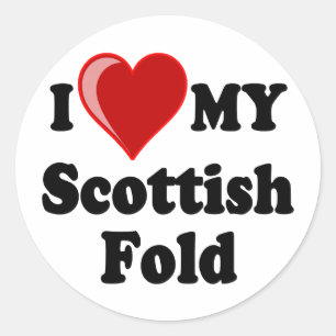 I Love (Heart) My Scottish Fold Cat Ronde Sticker