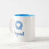 I Love/Heart Name Mag Blue Coffee Mok (Voorkant links)