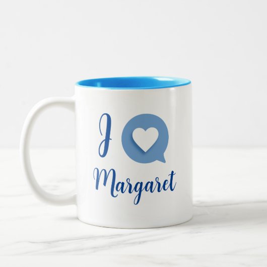 I Love/Heart Name Mag Blue Coffee Mok (Links)