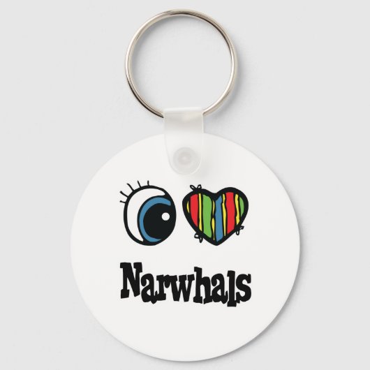 I Love (Heart) Narwhals Sleutelhanger (Voorkant)