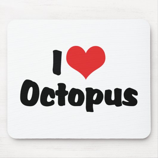 I Love Heart Octopus Muismat (Voorkant)