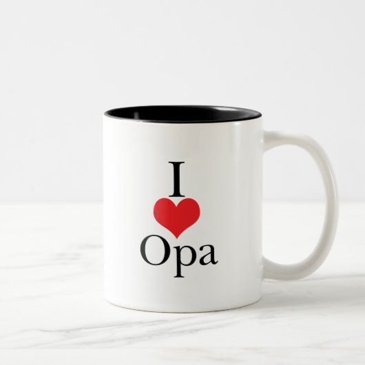 I Love (Heart) Opa Tweekleurige Koffiemok (Rechts)