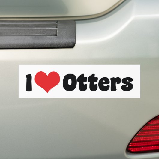 I Love Heart Otters Bumpersticker (Op auto)