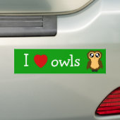 I Love/Heart Ownership Cute Scruffy Owl Bumperstic Bumpersticker (Op auto)