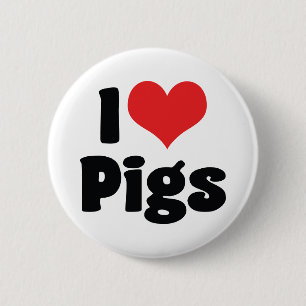 I Love Heart Pigs Ronde Button 5,7 Cm