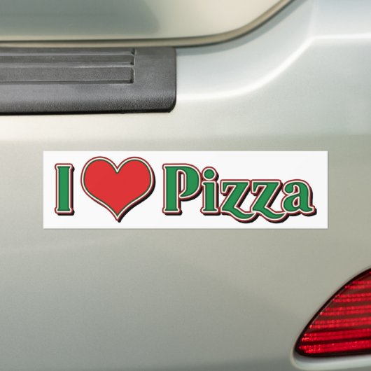 I Love Heart Pizza Bumpersticker (Op auto)