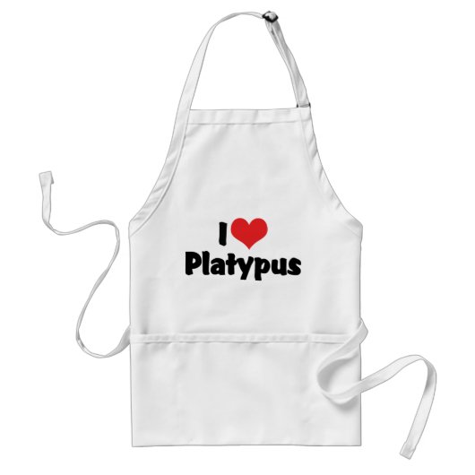 I Love Heart Platypus Standaard Schort (Voorkant)