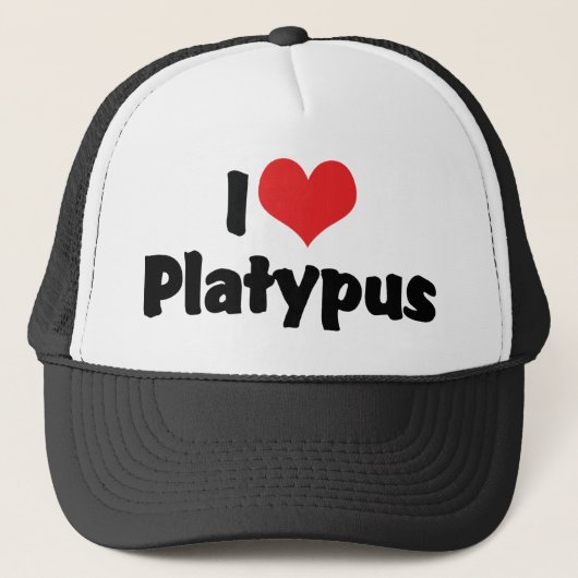 I Love Heart Platypus Trucker Pet (Voorkant)