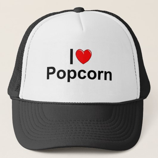I Love (Heart) Popcorn Trucker Pet (Voorkant)