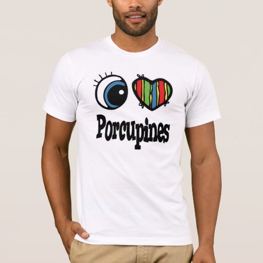 I Love (Heart) Porcupines T-shirt (Voorkant)