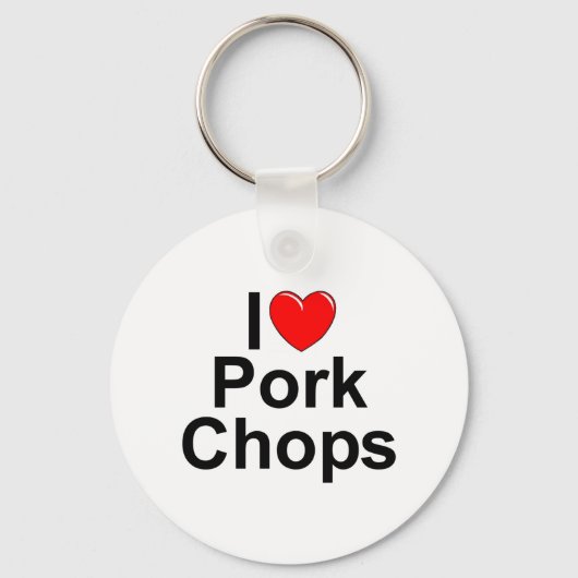 I Love (Heart) Pork Chops Sleutelhanger (Voorkant)