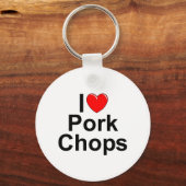 I Love (Heart) Pork Chops Sleutelhanger (Voorkant)