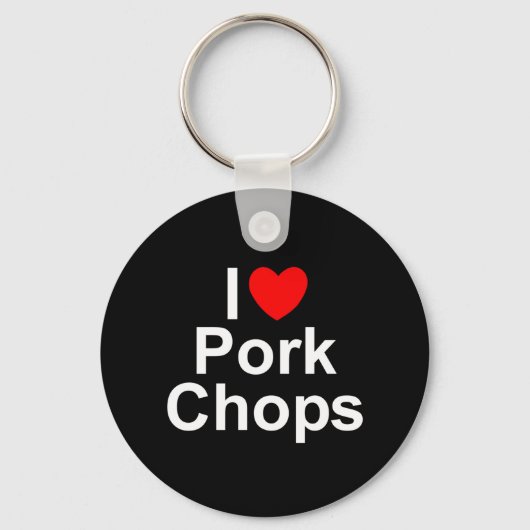 I Love (Heart) Pork Chops Sleutelhanger (Voorkant)