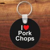 I Love (Heart) Pork Chops Sleutelhanger (Voorkant)