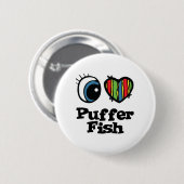 I Love (Heart) Puffer Fish Ronde Button 5,7 Cm (Voorkant /achterkant)