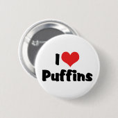 I Love Heart Puffins Ronde Button 5,7 Cm (Voorkant /achterkant)