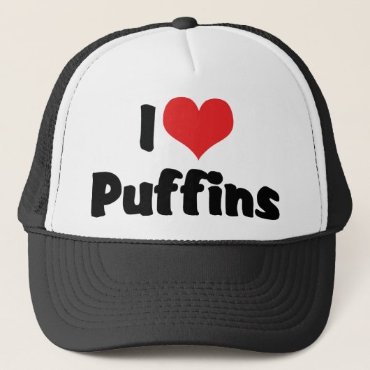 I Love Heart Puffins Trucker Pet (Voorkant)