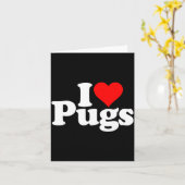 I Love Heart Pugs Pug Dog Canine  Kaart (Gele Bloem)