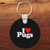 I Love Heart Pugs Pug Dog Canine Sleutelhanger (Voorkant)