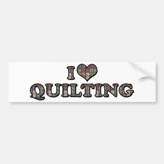 I Love Heart Quilting - Sewing Quilter Bumpersticker (Voorkant)