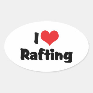 I Love Heart Rafting - White Water Raft Lover Ovale Sticker