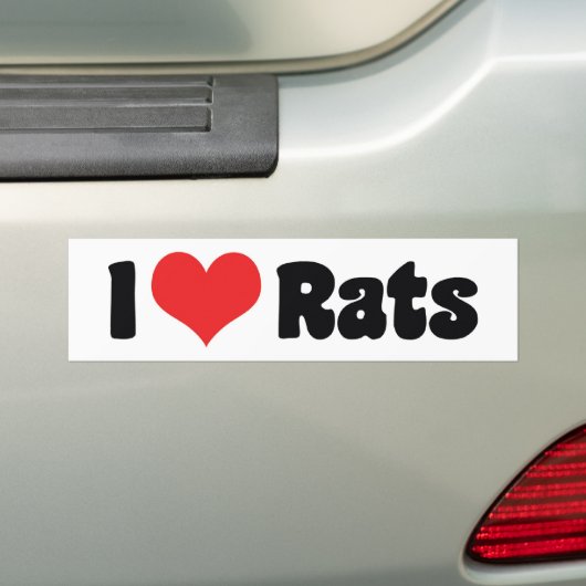 I Love Heart Rats - Pet Rat Lover Bumpersticker (Op auto)