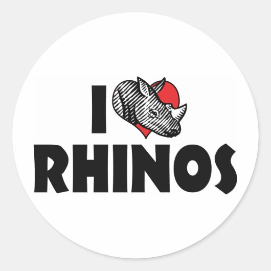 I Love Heart Rhinos - Rhinoceros Lover Ronde Sticker (Voorkant)