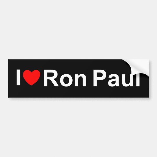 I Love (Heart) Ron Paul Bumpersticker (Voorkant)