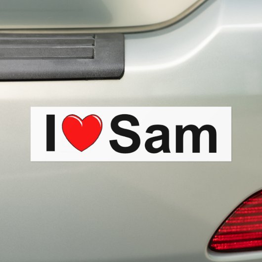 I Love (Heart) Sam Bumpersticker (Op auto)