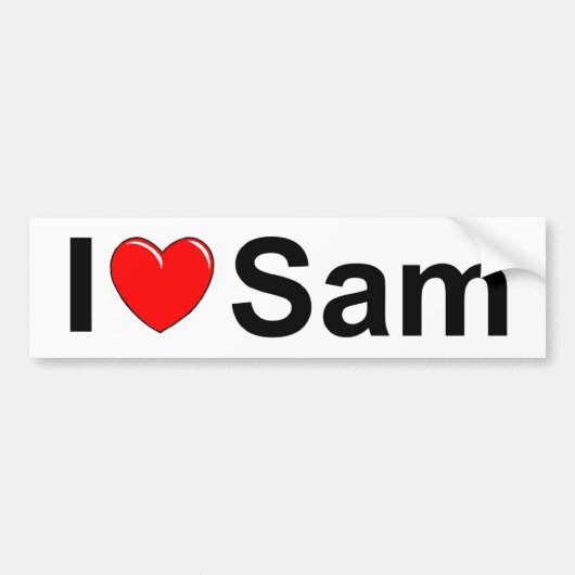 I Love (Heart) Sam Bumpersticker (Voorkant)